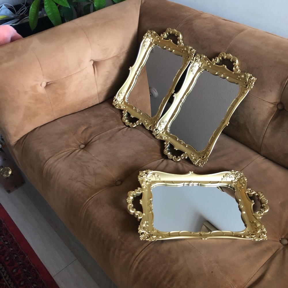Set of 3 ✨ Gold Mirrored Trays